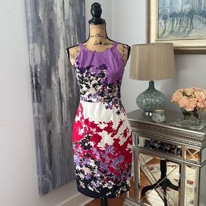 ELIE TAHARI purple red black white summer wedding guest cruise cocktail dress 2